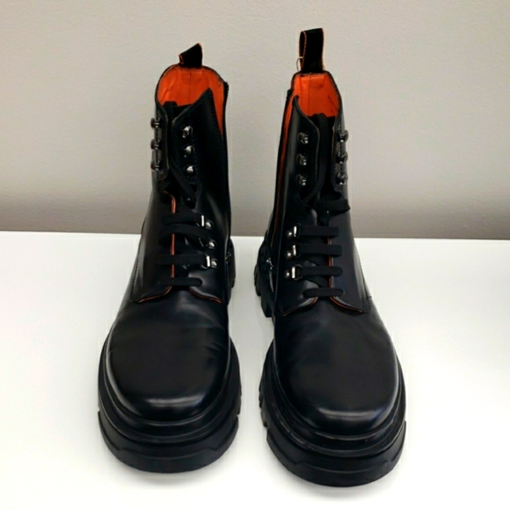 Santoni Black Leather Boots